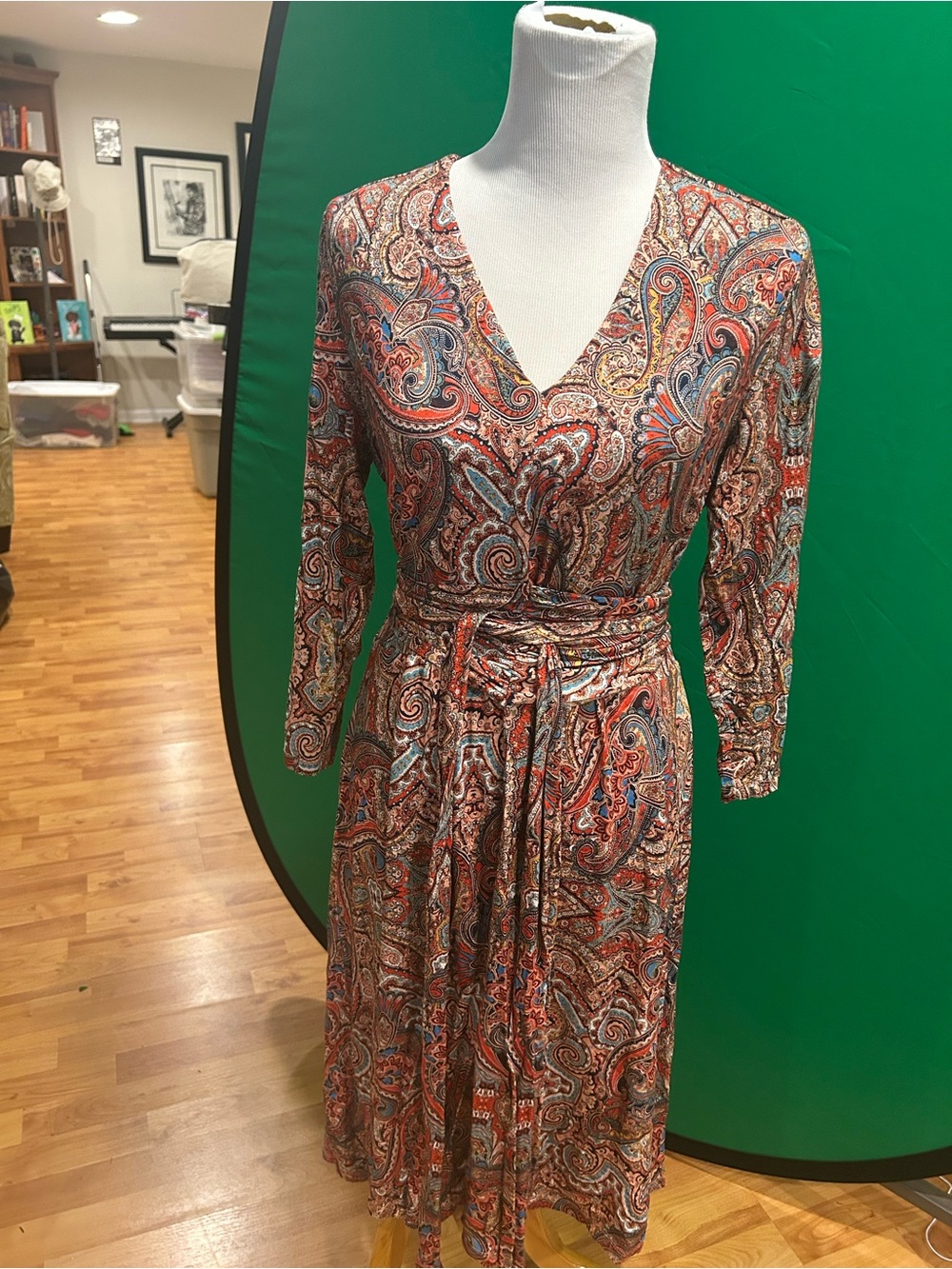 Etcetera Paisley Wrap Dress in Red and Blue